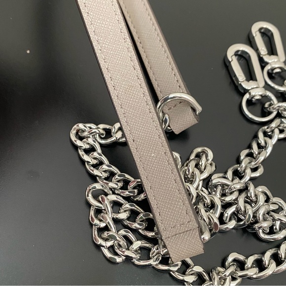 Saffiano Taupe Gray Chain & Leather Silver-tone 1/2” Replacement 45” Bag Strap - Picture 5 of 9